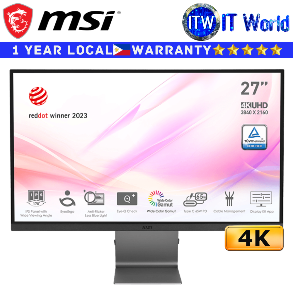 MSI Monitor Modern MD271UL 27" 3840x2160 4K UHD / 60Hz / IPS / 4ms GTG Business & Productivity
