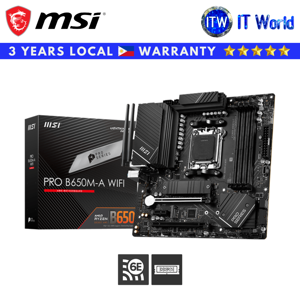 MSI Motherboard PRO B650M-A WiFi 6E mATX AM5 DDR5 (MSI B650M-A WIFI)