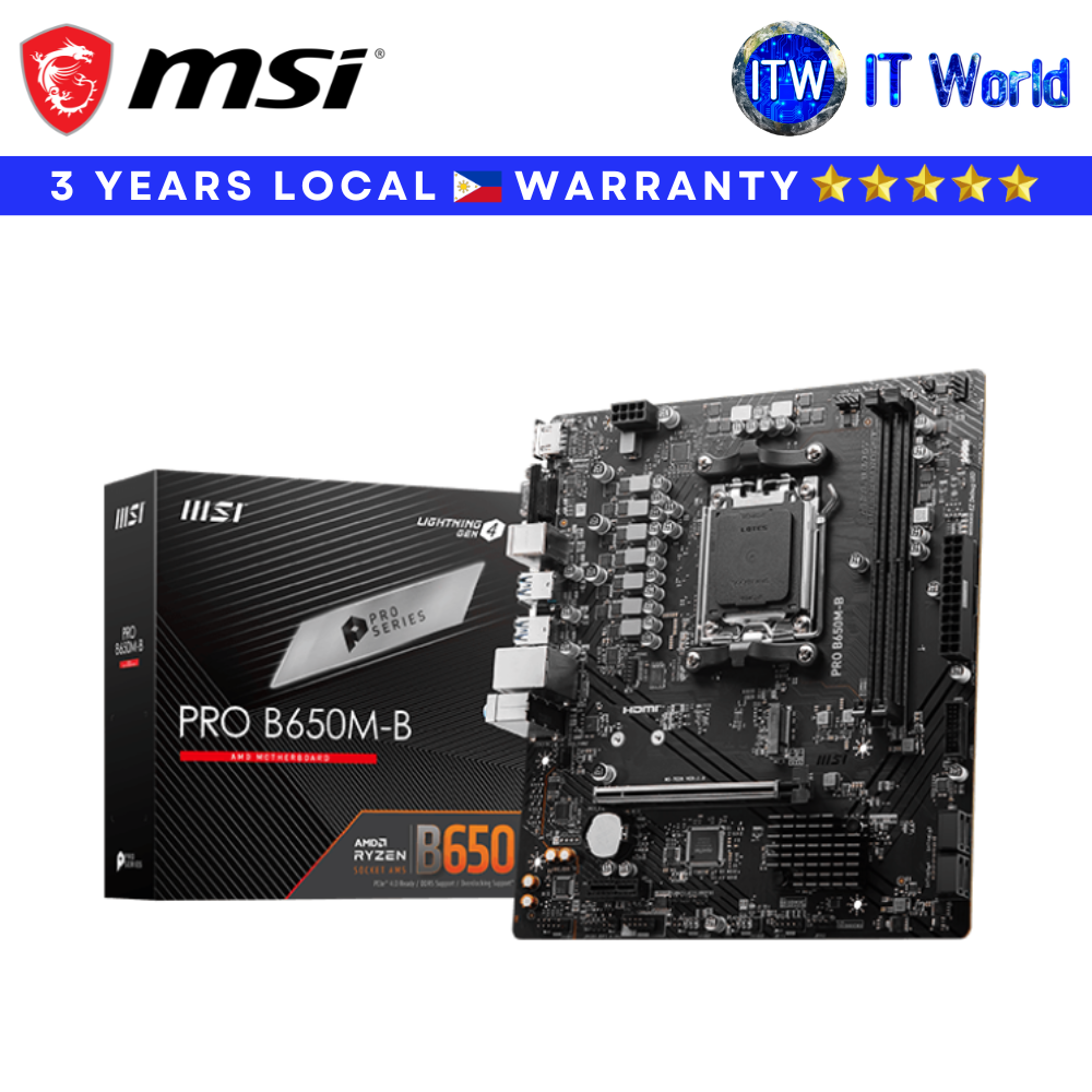 MSI Motherboard PRO B650M-B AM5 DDR5 /PCIe 4.0/HDMI /USB 5Gbps /M.2 Gen4 - (MSI Pro B650M-B)