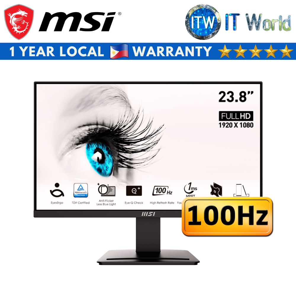 MSI Pro MP2412 - 24" (1920 x 1080 FHD) / 100Hz / VA / 1ms MPRT (4ms GTG) / Frameless Monitor