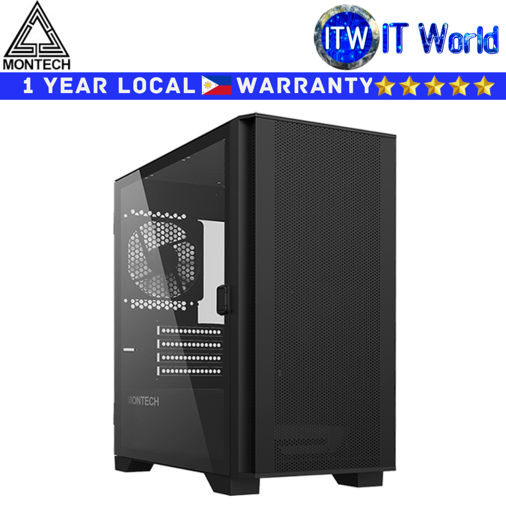 Montech Computer PC Case Air 100 Lite Minimalist Design Tempered Glass (Black)