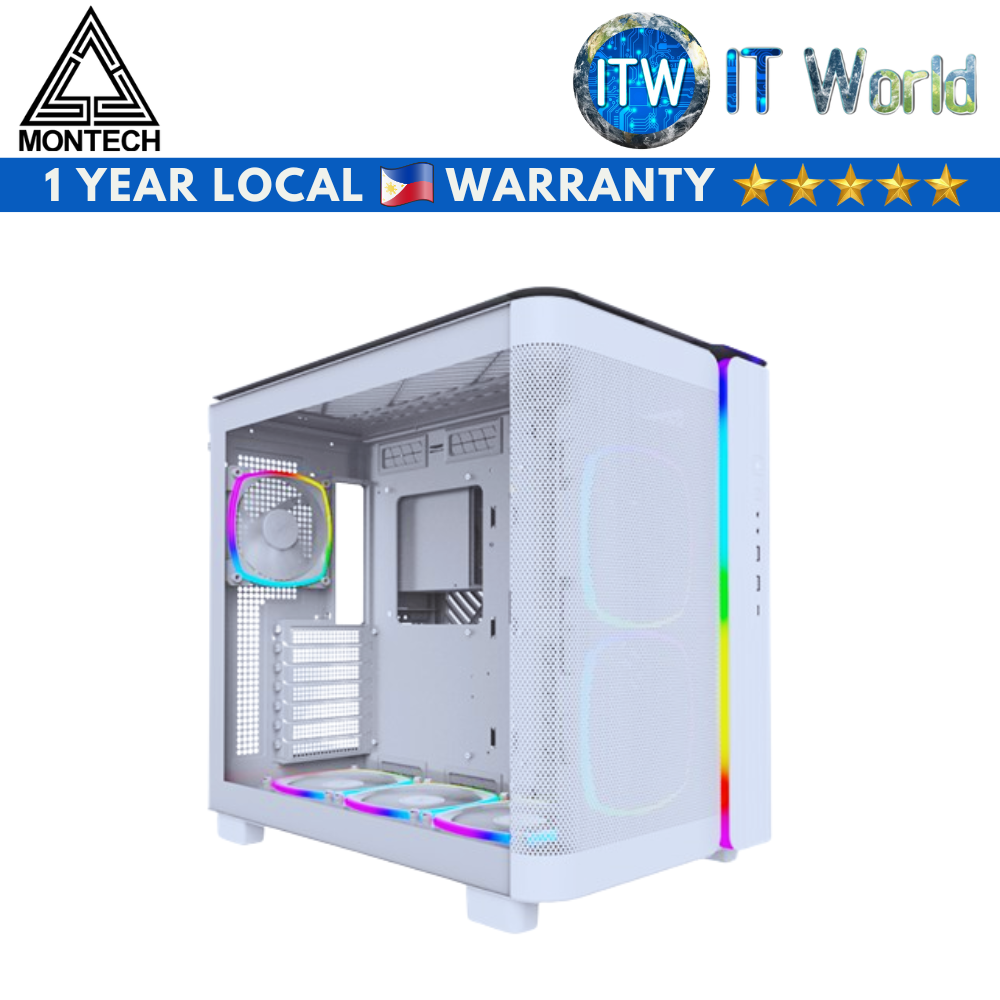 Itw | Montech Computer PC Case King 95 Pro White Middle Tower Tempered Glass Case