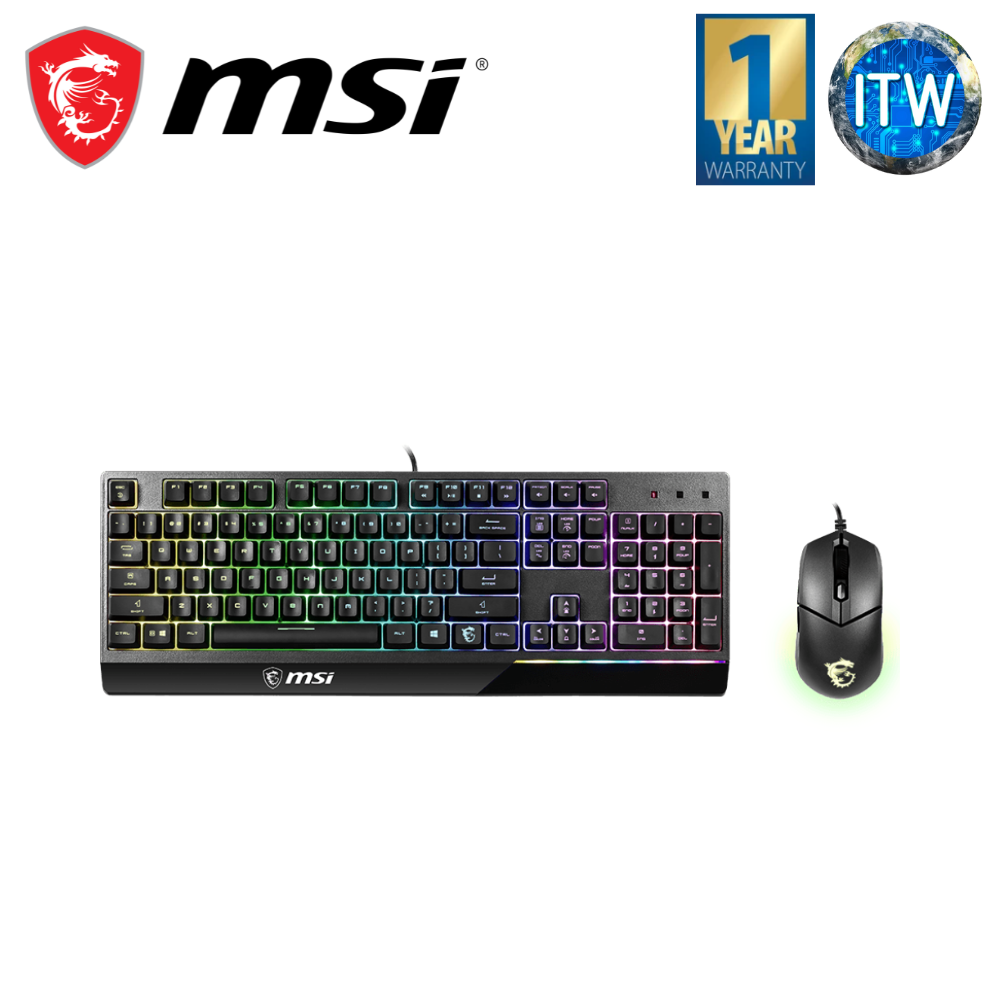 Msi Gaming Gear Vigor GK30 Combo Gaming RGB Mechanical-Like Keyboard and Clutch GM11 Gaming Mouse