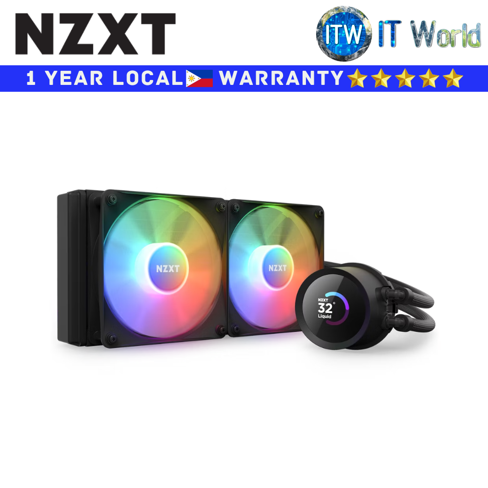 NZXT CPU Cooler Fan Kraken 240 RGB AIO Liquid Cooler Black (RL-KR240-B1)