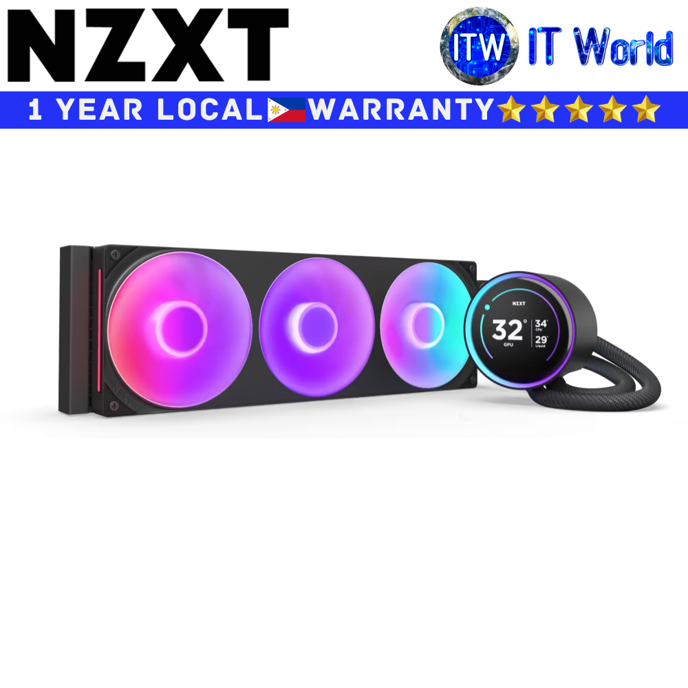 NZXT CPU Cooler Fan Kraken Elite 360 RGB AIO Liquid Cooler w/ 2.72" IPS LCD Black (RL-KR36E-B2)