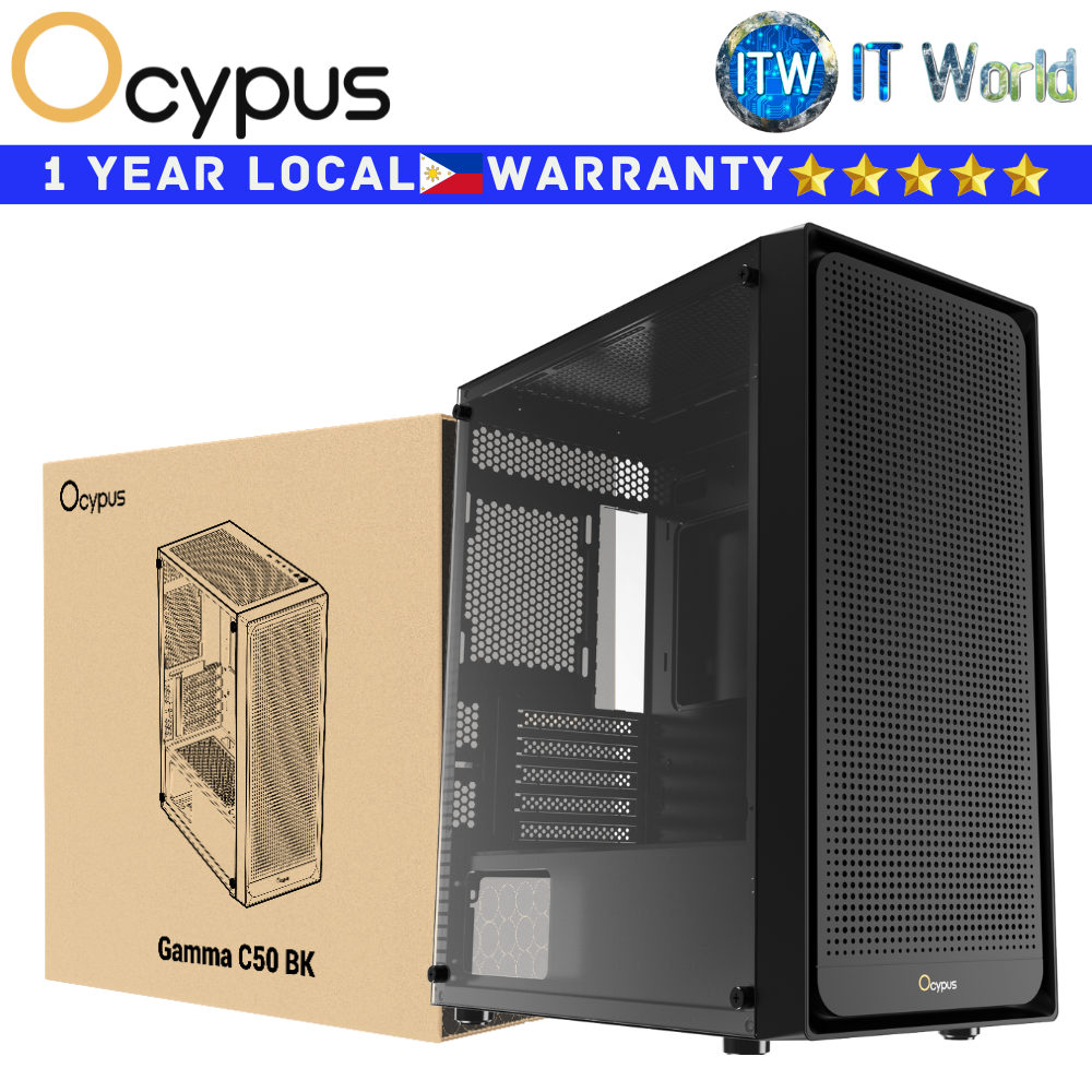 Ocypus Computer PC Case Gamma C50 mini-Tower Tempered Glass (Black)(GAMMA-C50-BKG000XX-GL)