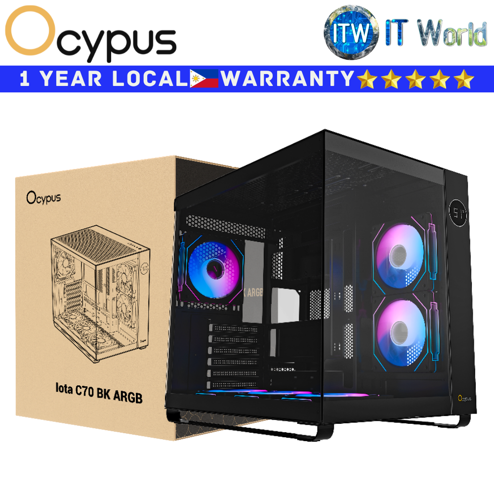 Ocypus Computer PC Case Iota C70 ARGB Panoramic Mid-Tower Tempered Glass (Black)