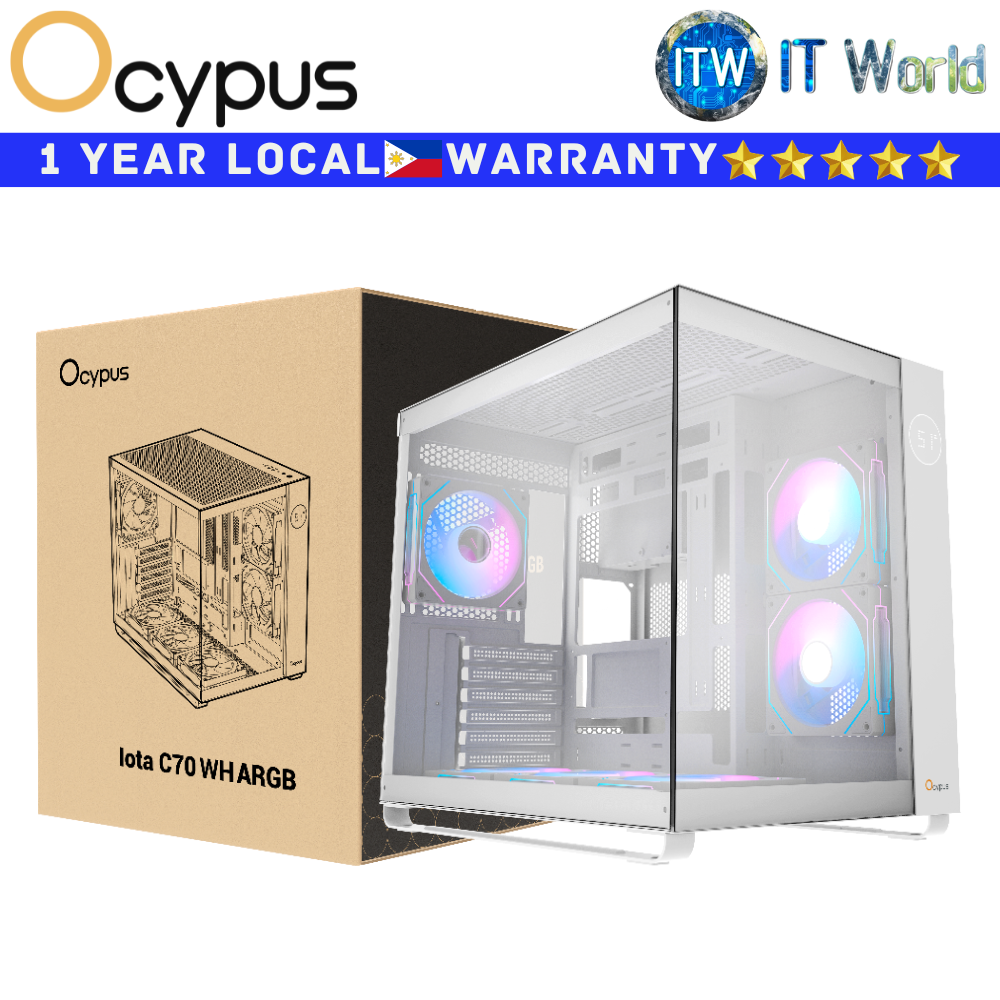 Ocypus Computer PC Case Iota C70 ARGB Panoramic Mid-Tower Tempered Glass (White)