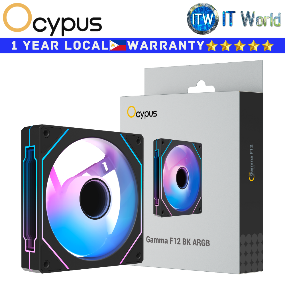 Itw | Ocypus PC Fan Gamma F12 ARGB Hydraulic Bearing 4-Pin PWM Fan (Black | White)