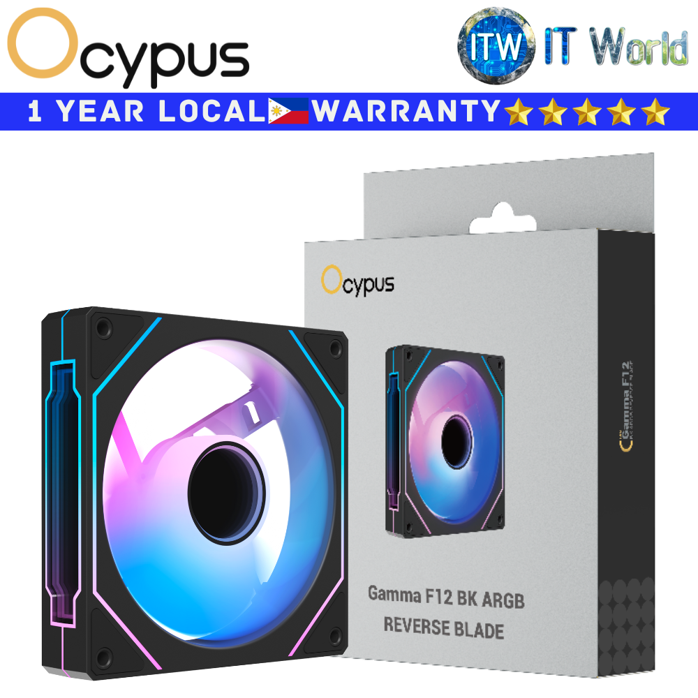 Ocypus PC Fan Gamma F12 ARGB Reverse Blade 4-Pin PWM Hydraulic Bearing (Black)(GAMMA-F12-BK1AM01X-GL)