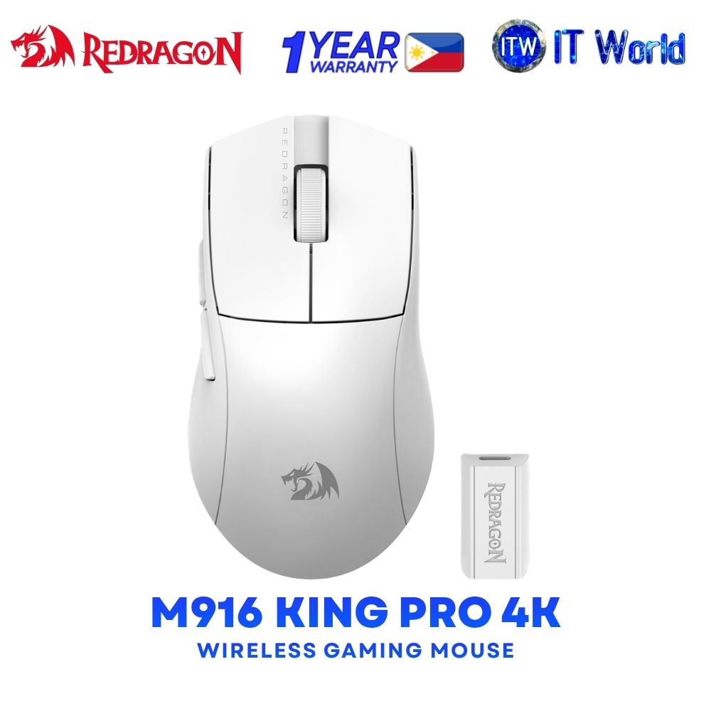 Redragon M916 King Pro 4K Tri-mode Ultra Lightweight E-Sports Wireless Gaming Mouse - White
