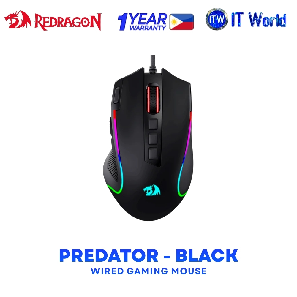 Redragon Predator M612 Wired Gaming Mouse 8000 DPI 11 Buttons RGB - Black M612-RGB