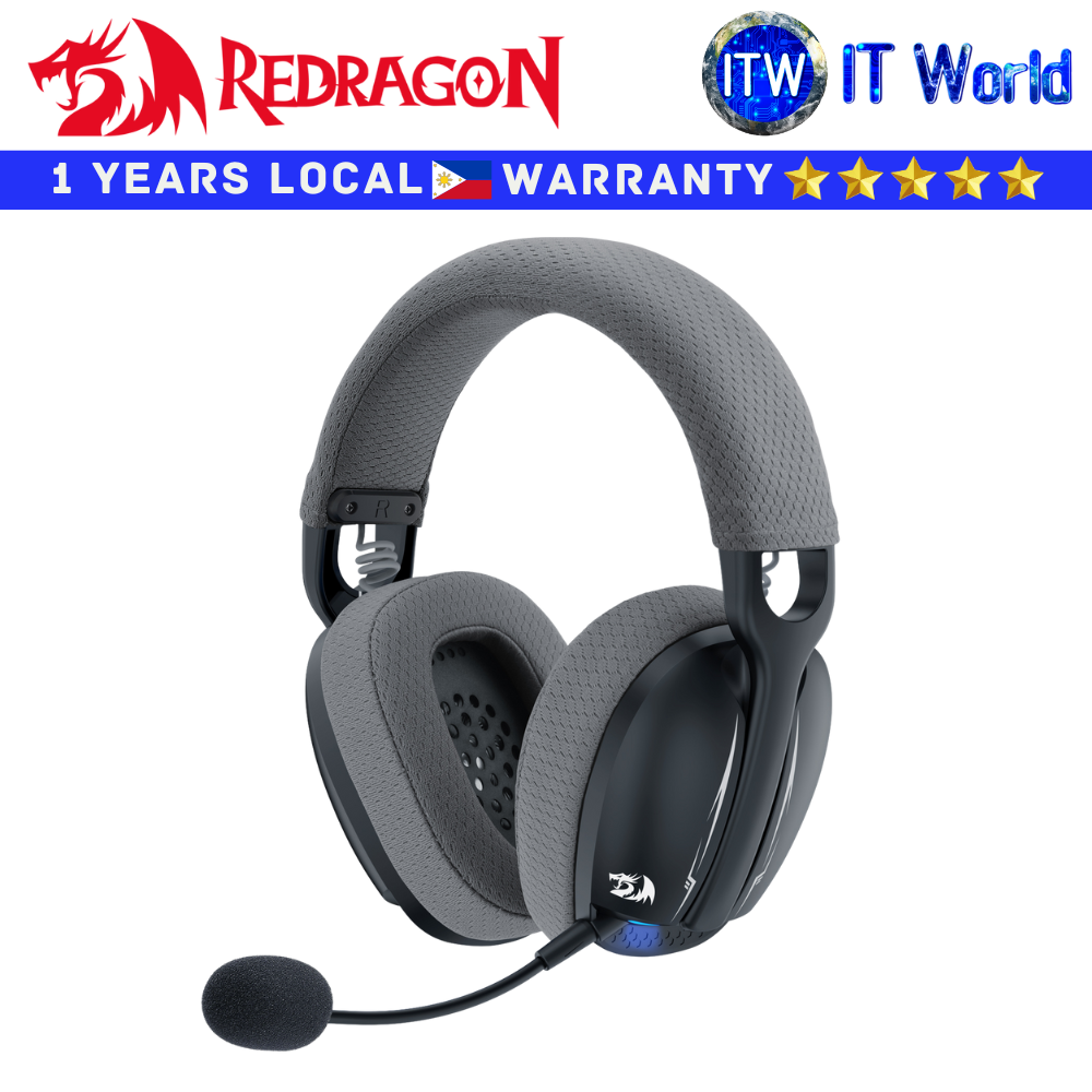 Redragon Wireless Bluetooth Gaming Headset Headphone Skuld PRO H878 3-Mode with Backlight (Black)
