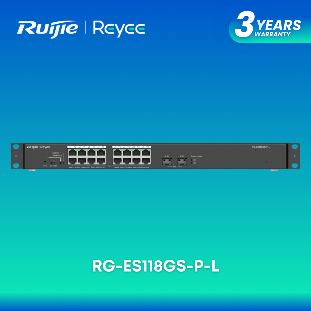 Ruijie RG-ES118GS-P-L 18-Port Gigabit Unmanaged PoE Network Switch