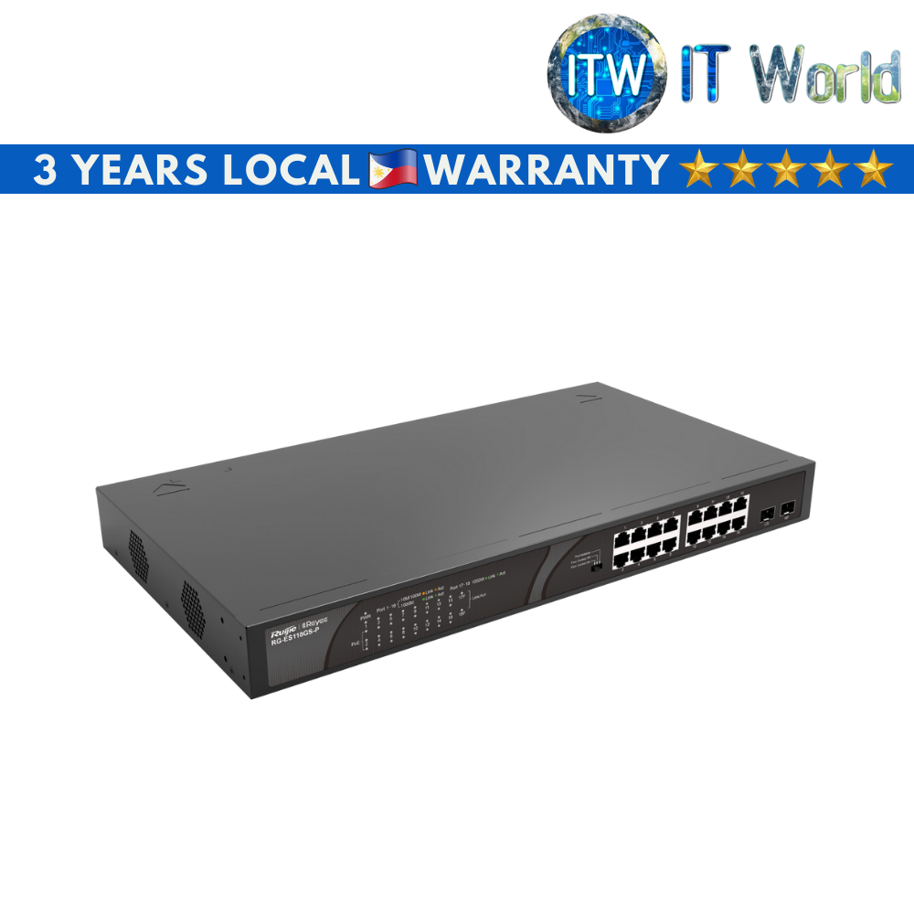 Ruijie Reyee RG-ES118GS-P, 18-port 10/100/1000Mbps Unmanaged PoE Switch