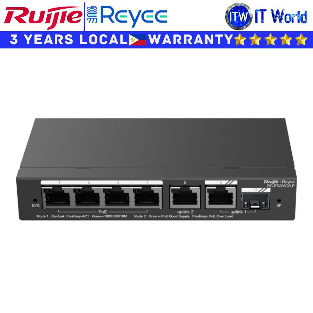 Ruijie Reyee RG-ES206GS-P | 6-Port Gigabit Smart Cloud Managed PoE Switch | itw