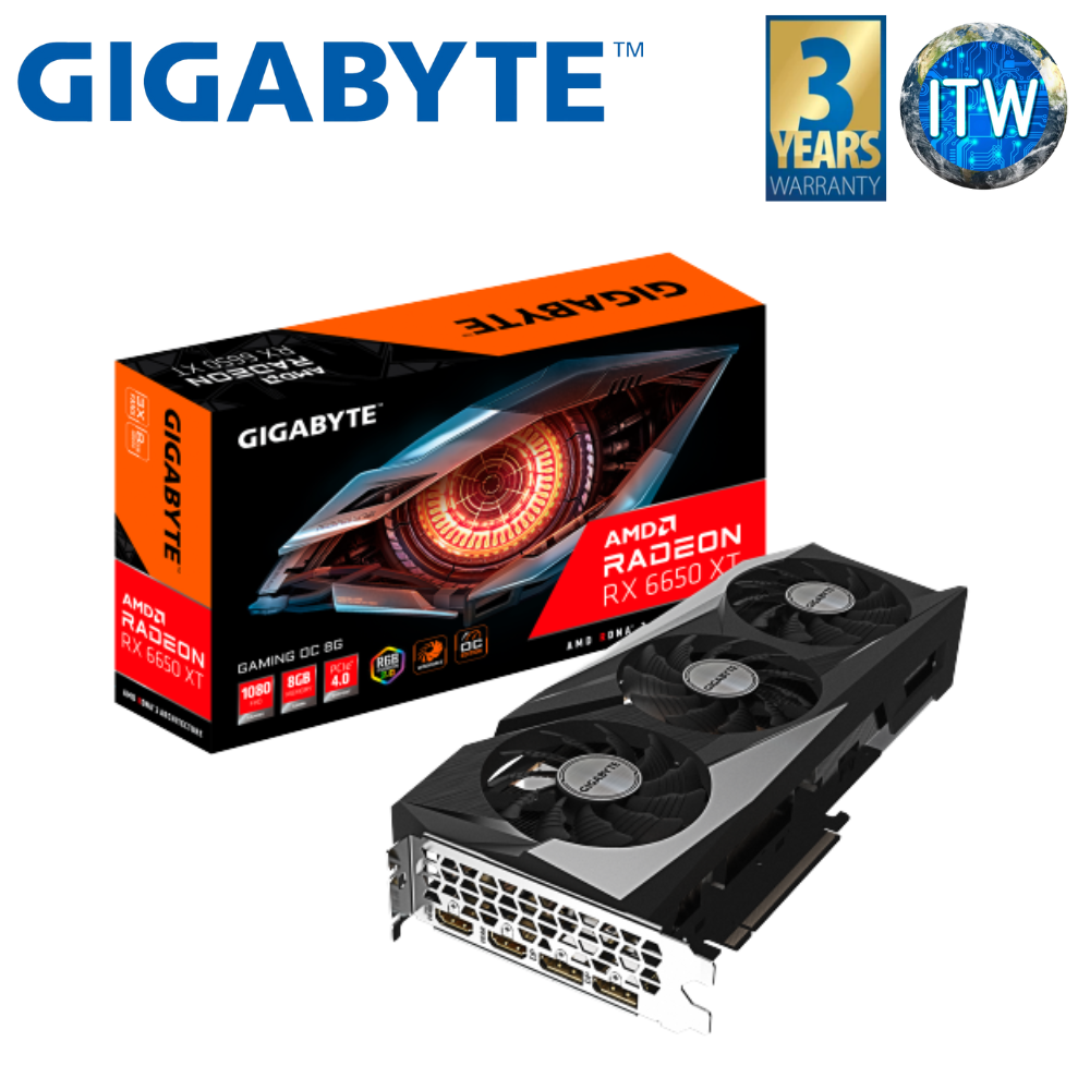 GIGABYTE Radeon RX 6650 XT Gaming OC 8G Graphics Card, WINDFORCE 3X Cooling System, 8GB 128-bit GDDR6, GV-R665XTGAMING OC-8GD