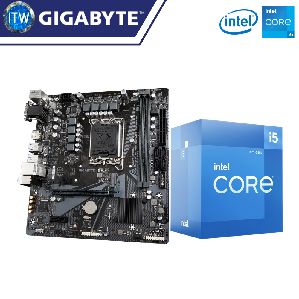 Intel® Core™ i5-12400F Processor with Gigabyte H610M H DDR4 Micro ATX Motherboard Bundle