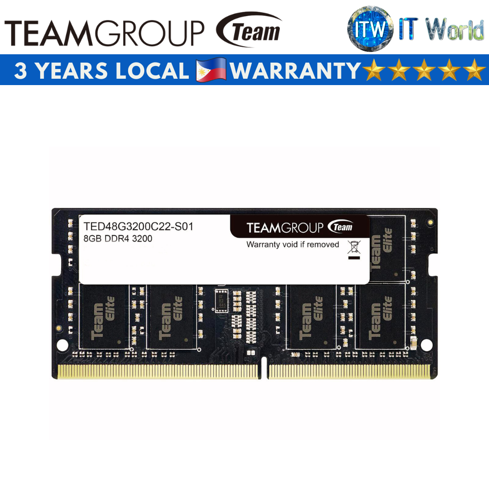 Teamgroup Elite 8GB (1x8GB) DDR4-3200Mhz CL22 SODIMM Memory (TED48G3200C22-S01)