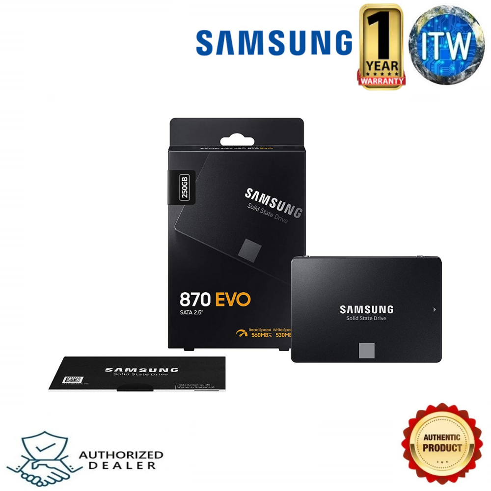 Samsung 870 EVO 250GB SATA III 2.5" Internal Solid State Drive (SSD) (MZ-77E250BW)