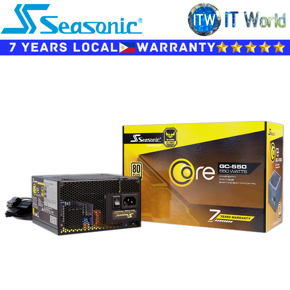 Seasonic PSU 550W Power Supply Unit Core GC-550 80+ Gold Fixed Cables (SSR-550LC)