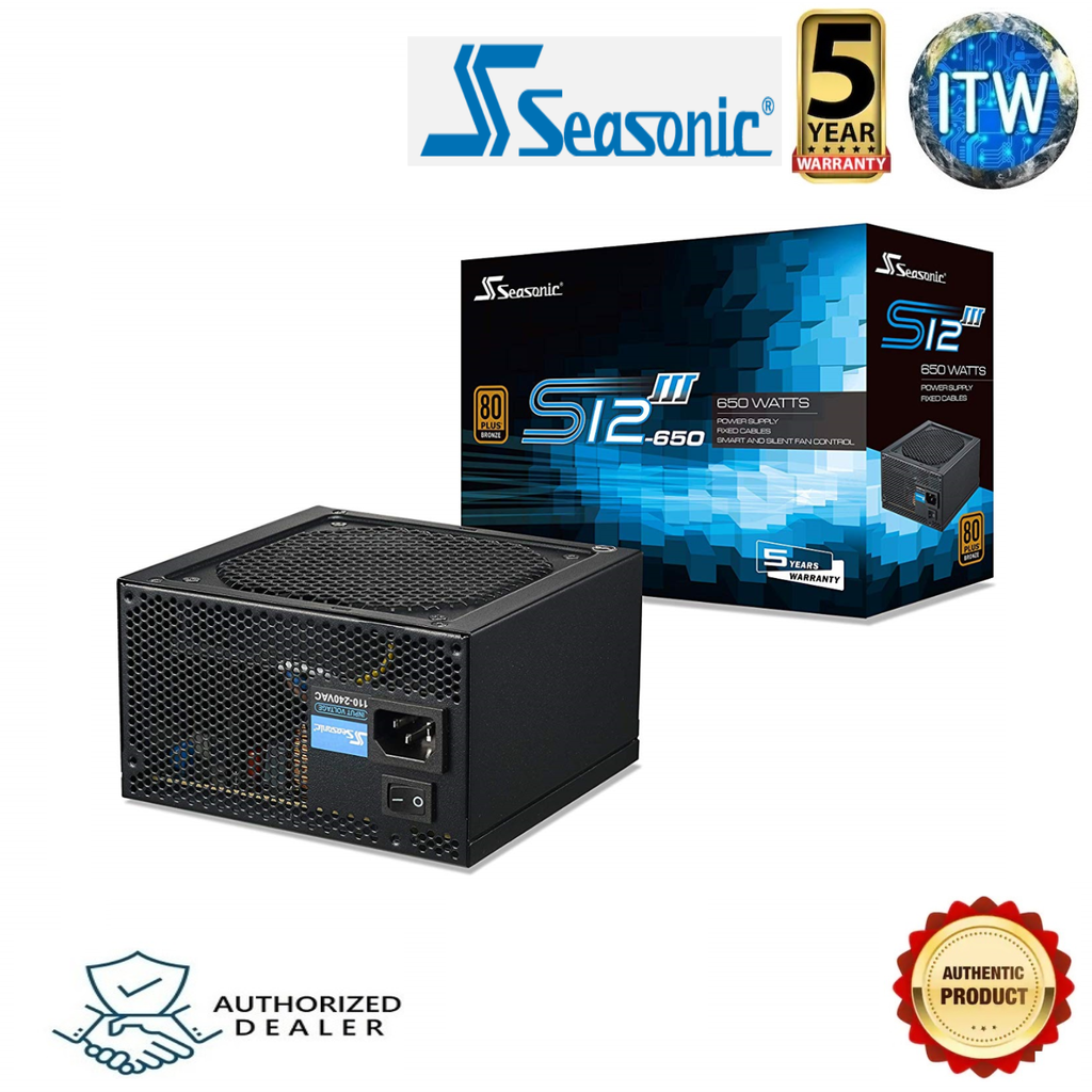 Seasonic S12III 650 SSR-650GB3 650W 80+ Bronze ATX12V & EPS12V Direct Cable Wire Output Smart & Silent Fan Control Power Supply