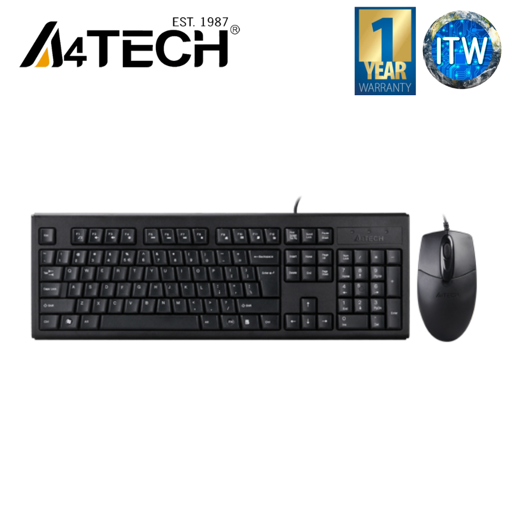 A4TECH KRS-8372 - 12FN Multimedia Hotkeys, USB Keyboard &amp; 1000DPI, Symmetric, Optical USB Mouse Combo