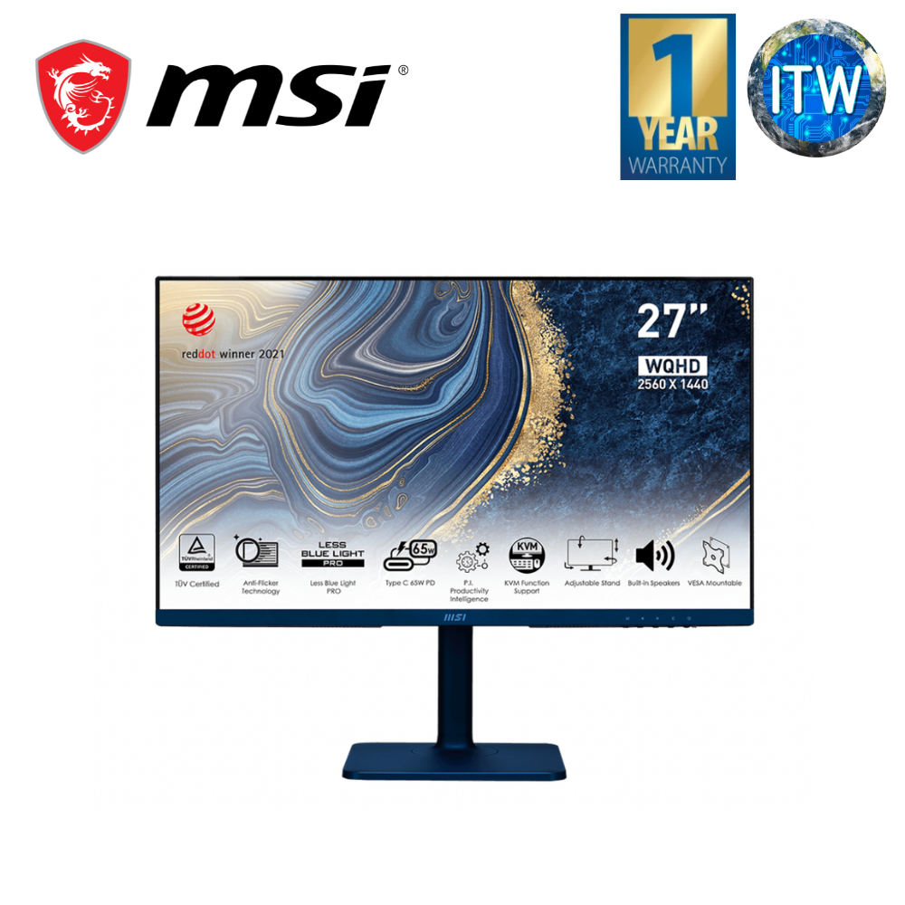 MSI Modern MD272QP UltraMarine 27&quot; 16:9 WQHD IPS 2K 2560×1440 IPS 1440P 75Hz Monitor