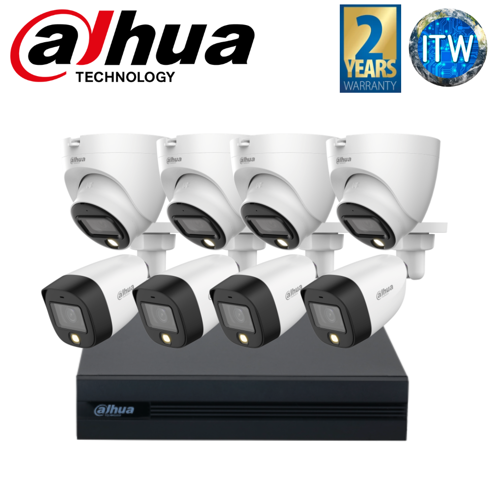 Dahua DH-KIT-CVI2MP4B4T-I | CCTV PACKAGE FULL-COLOR 8 Cameras 2MP 1080P CCTV Package 8 CHANNEL