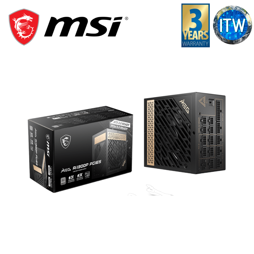 ITW | MSI MEG Ai1300PCIE5 1300Watt | 80+ Platinum | Full Modular Power Supply Unit (306-7ZP4A12-CEO)