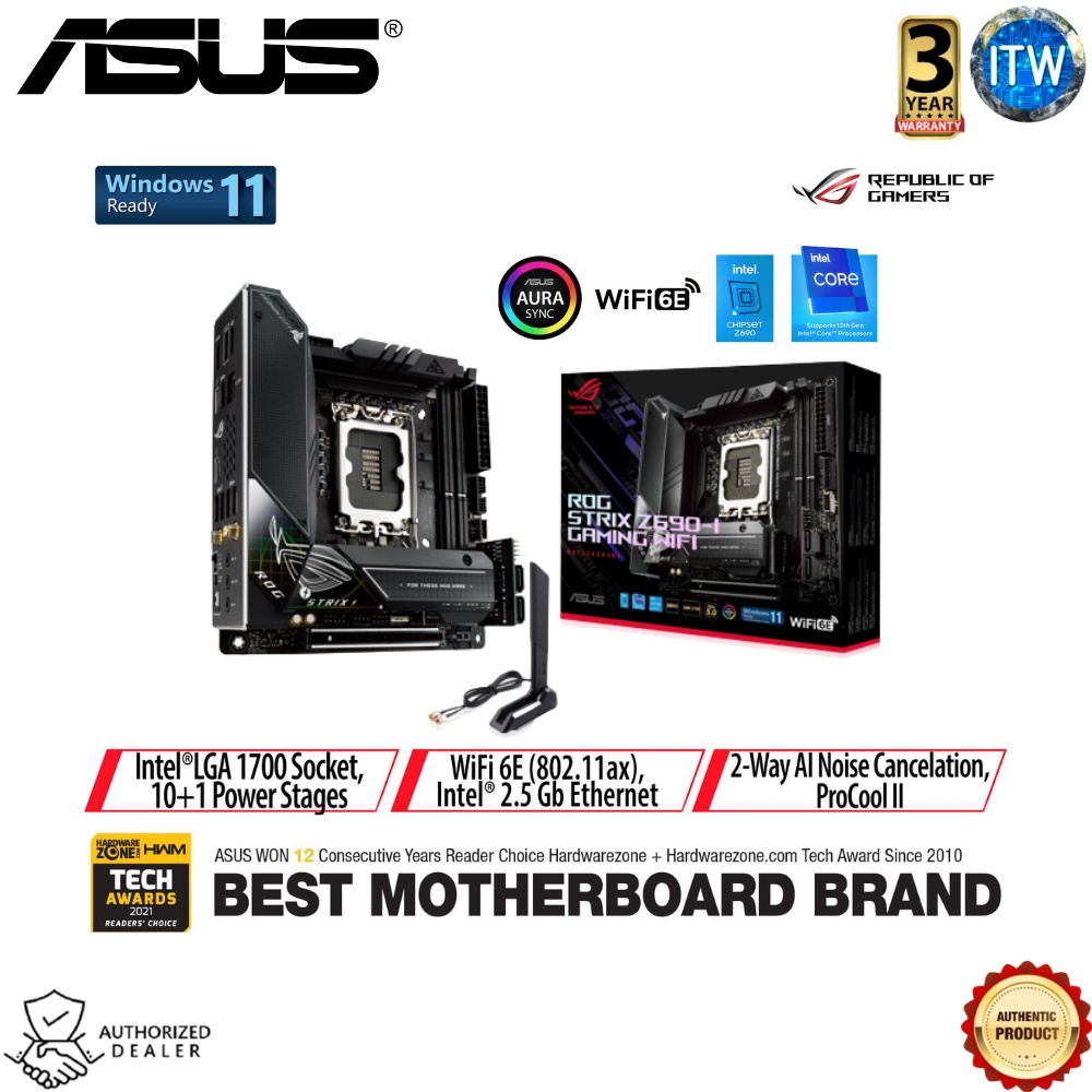 Asus Rog Strix Z690-I Gaming WiFi - Intel® Z690 LGA 1700 ITX Motherboard