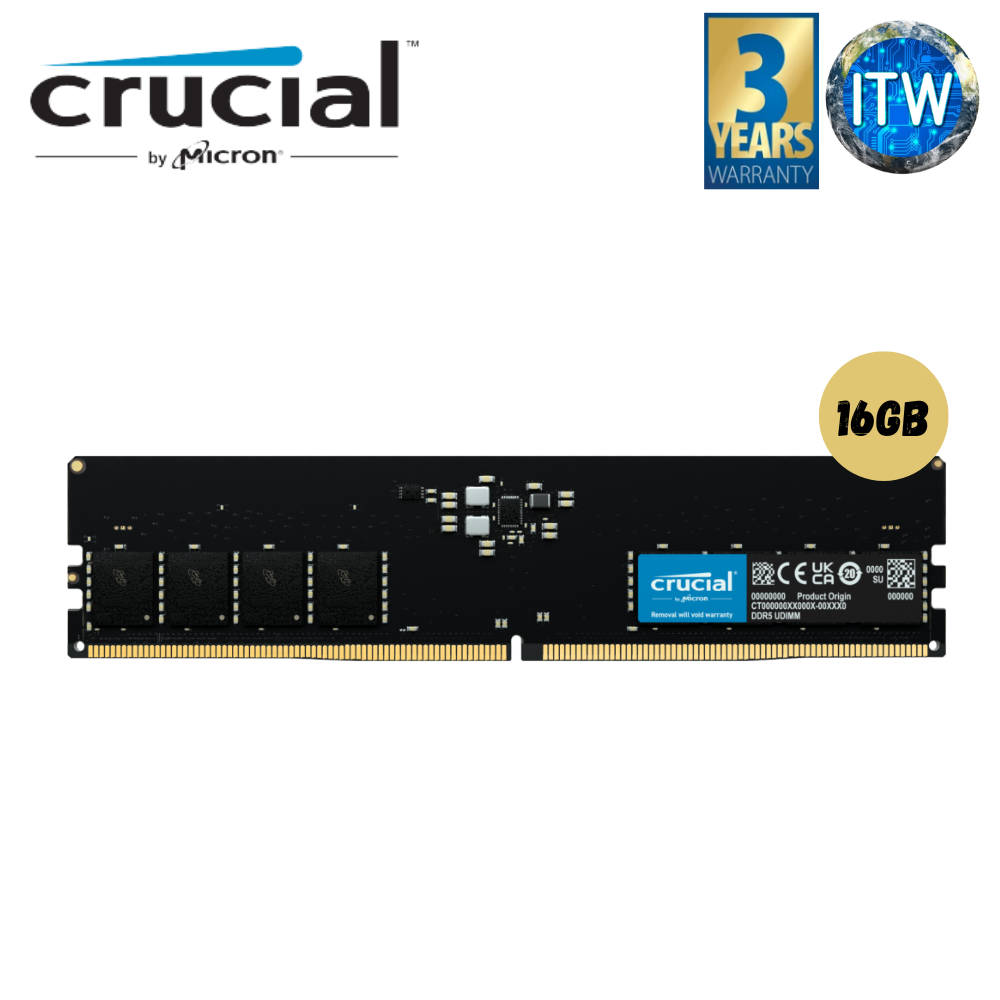 Crucial RAM 16GB DDR5 4800MHz UDIMM CL40 Desktop Memory CT16G48C40U5