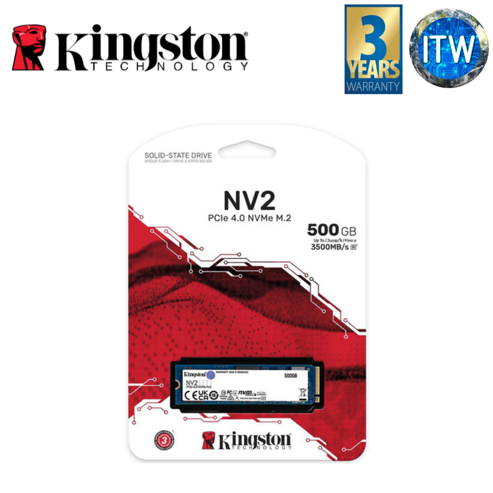 Kingston NV2 500GB - M.2 2280 NVMe PCIe Internal SSD Up to 2100 MB/s SSD (SNV2S/500G)