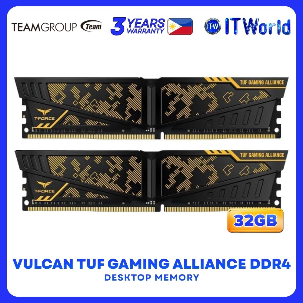 Teamgroup Vulcan TUF Gaming Alliance 32GB (2x16GB) DDR4-3200 Desktop Memory TLTYD432G3200HC16FDC01