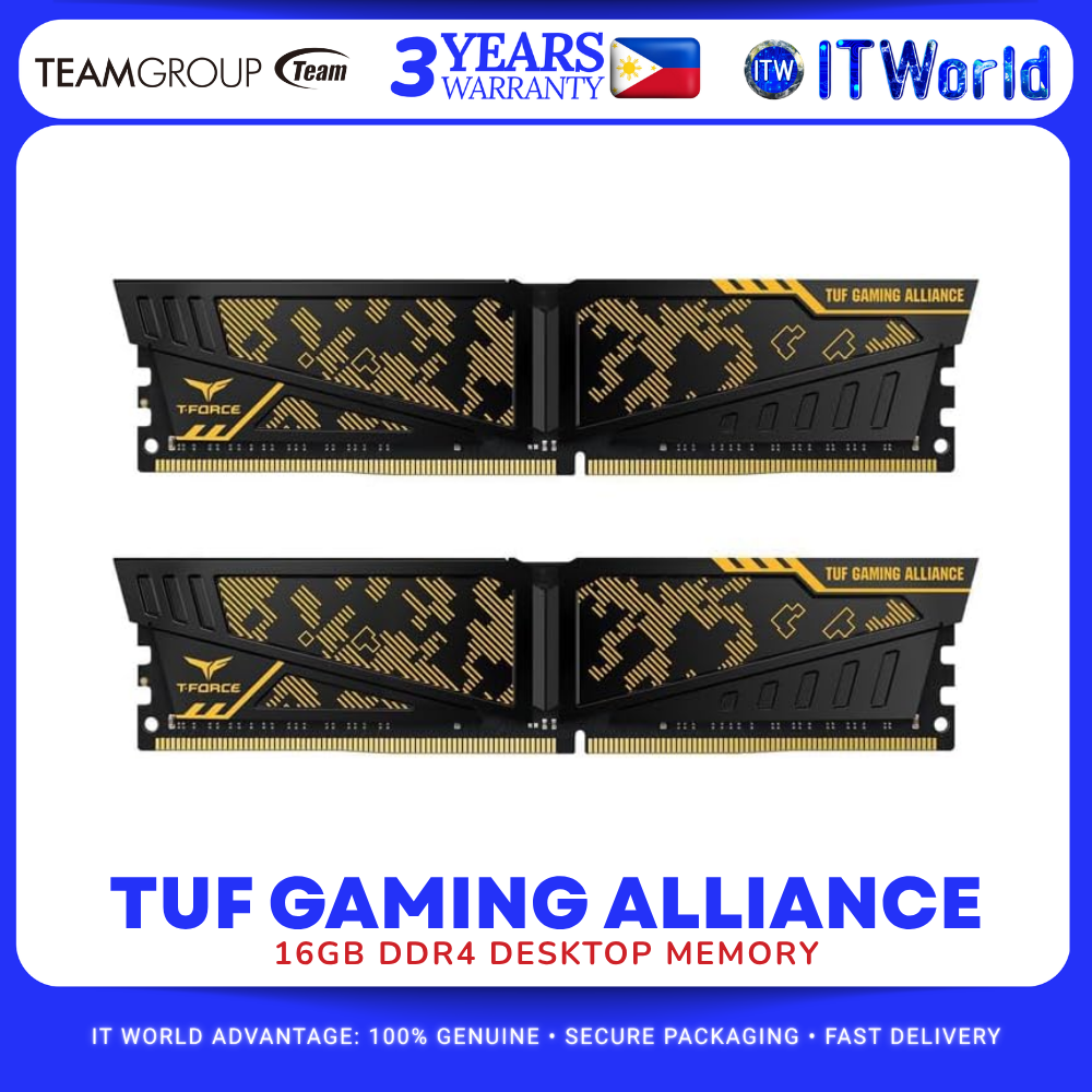 Team T-Force Vulcan TUF Gaming Alliance DDR4 RAM 16GB 2x8GB 3600MHz Desktop TLTYD416G3600HC18JDC01