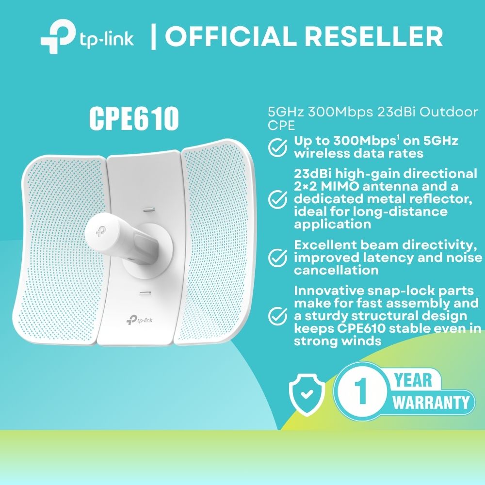 TP-Link CPE610 Outdoor CPE 5GHz 300Mbps 23dBi Long Range Wireless Bridge PoE CPE610