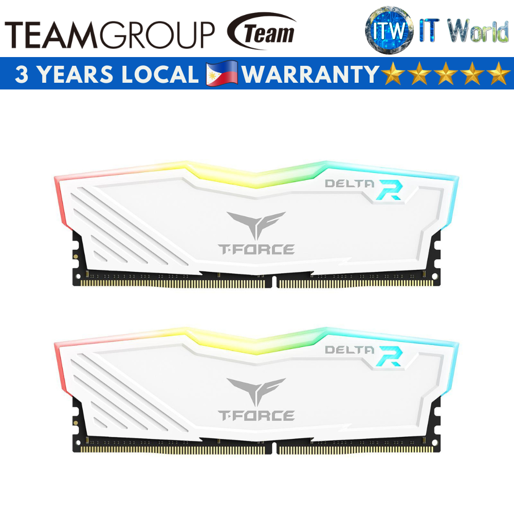 Teamgroup T-Force Delta RGB 16GB (2x8GB) DDR4-3600Mhz CL18 Gaming Desktop Memory (White)