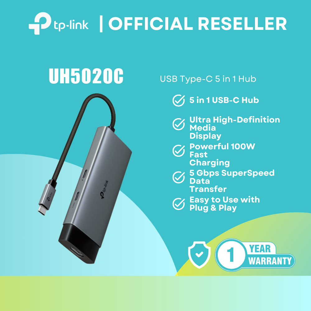 TP-Link UH5020C - USB Type C 5-in-1 4K 60Hz 100W PD Hub