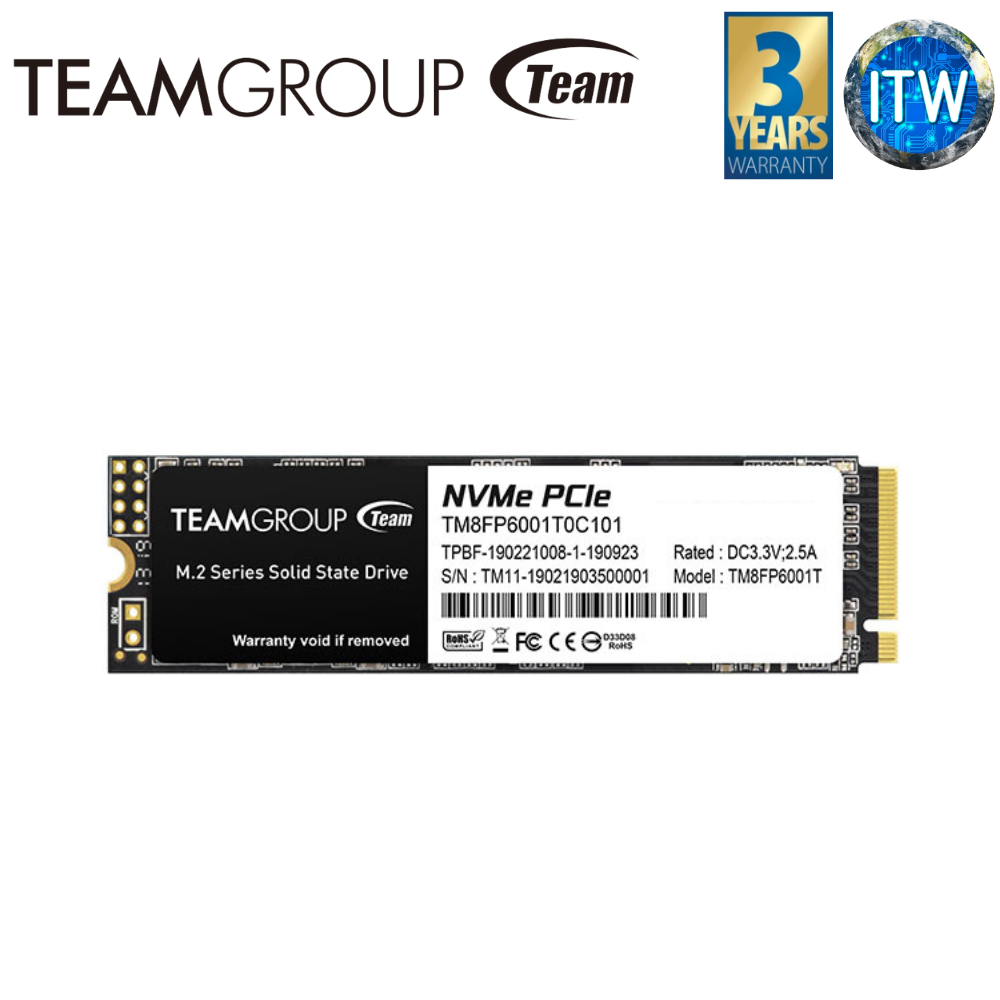 Team Group MP33 1TB - M.2 2280 PCIe 3.0 x4 NVMe 1.3 3D NAND Internal SSD (TM8FP6001T0C101)