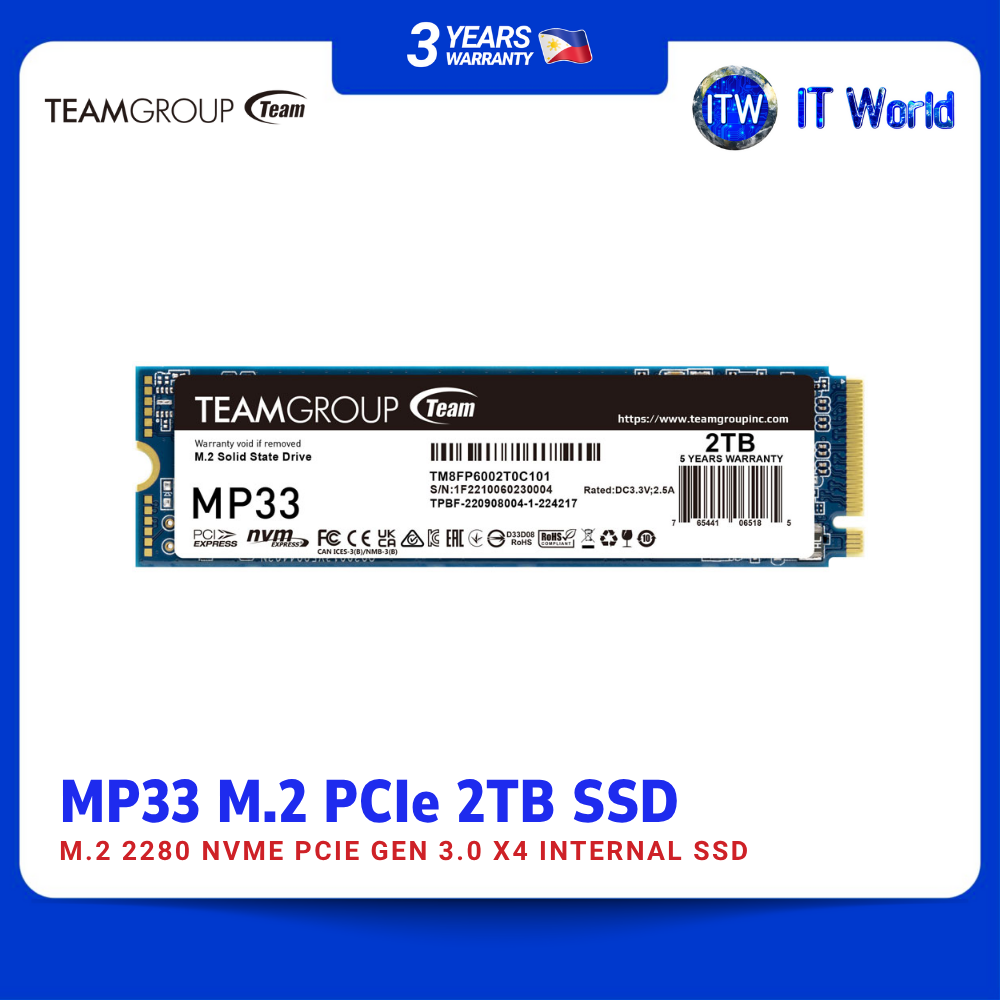 TeamGroup MP33 2TB | M.2 2280 NVMe PCIe Gen3 x4 SSD / 1800MB/s Read / 1500MB/s Write | itw