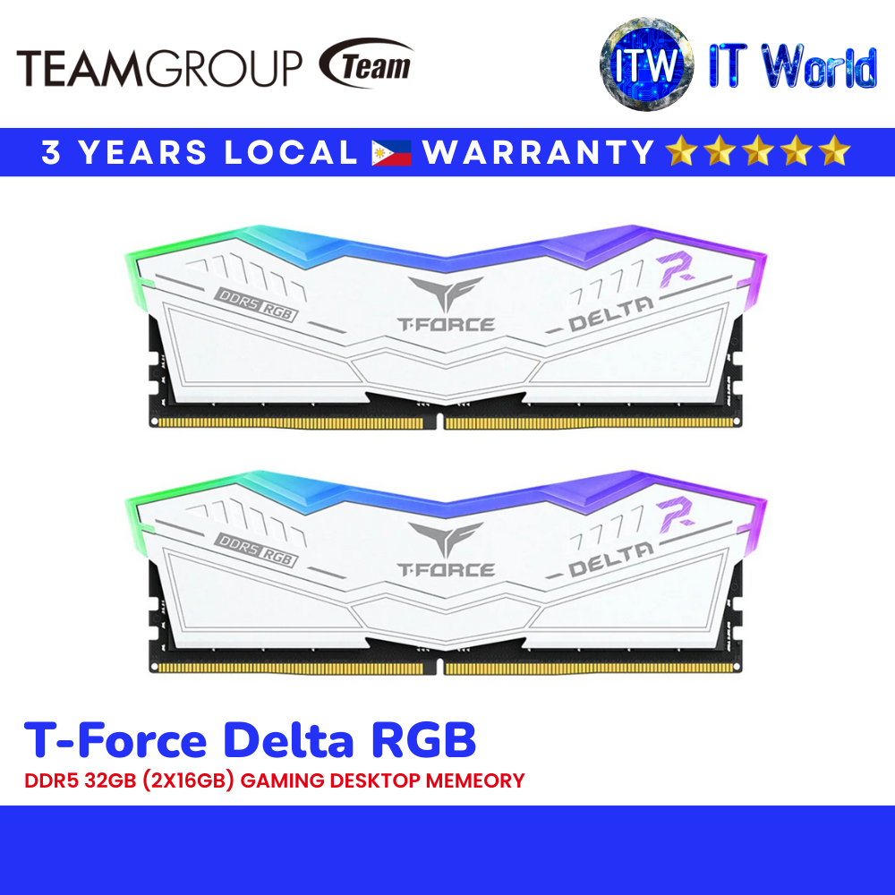 TeamGroup T-Force Delta RGB DDR5 32GB (2x16GB) 6000MHz CL30-36-36-76 Gaming Desktop Memory | itw