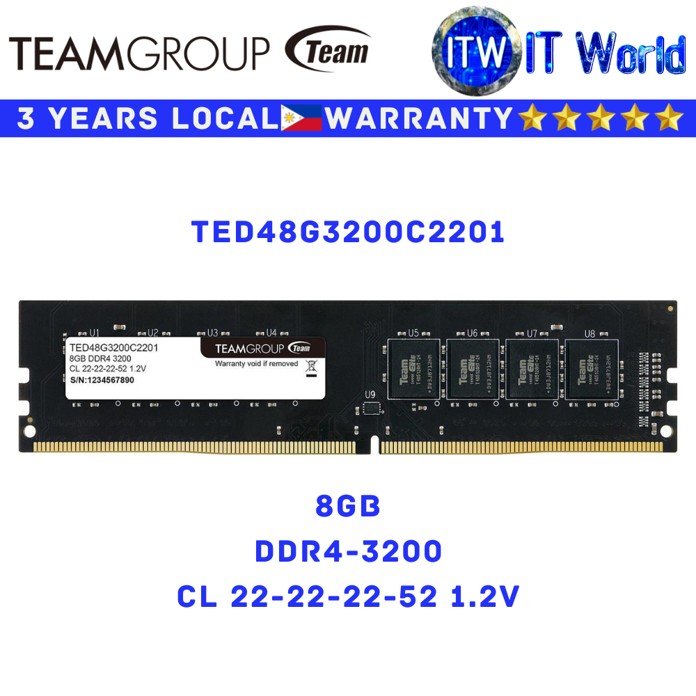 Itw | Teamgroup Elite DDR4-3200Mhz CL22-22-22-52 Desktop Memory (8GB/16GB)
