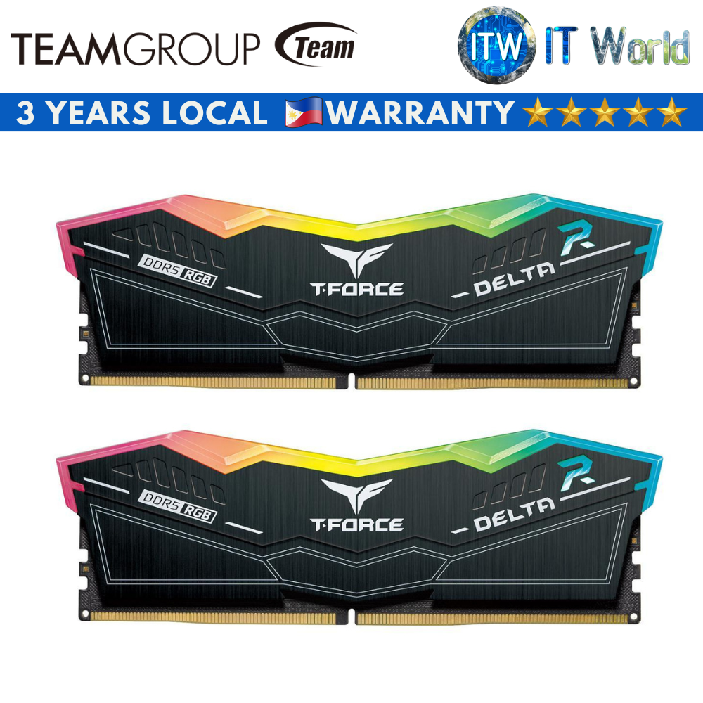 Teamgroup T-Force Delta RGB 32GB (2x16GB) DDR5-6000 CL30 Memory RAM (Black)
