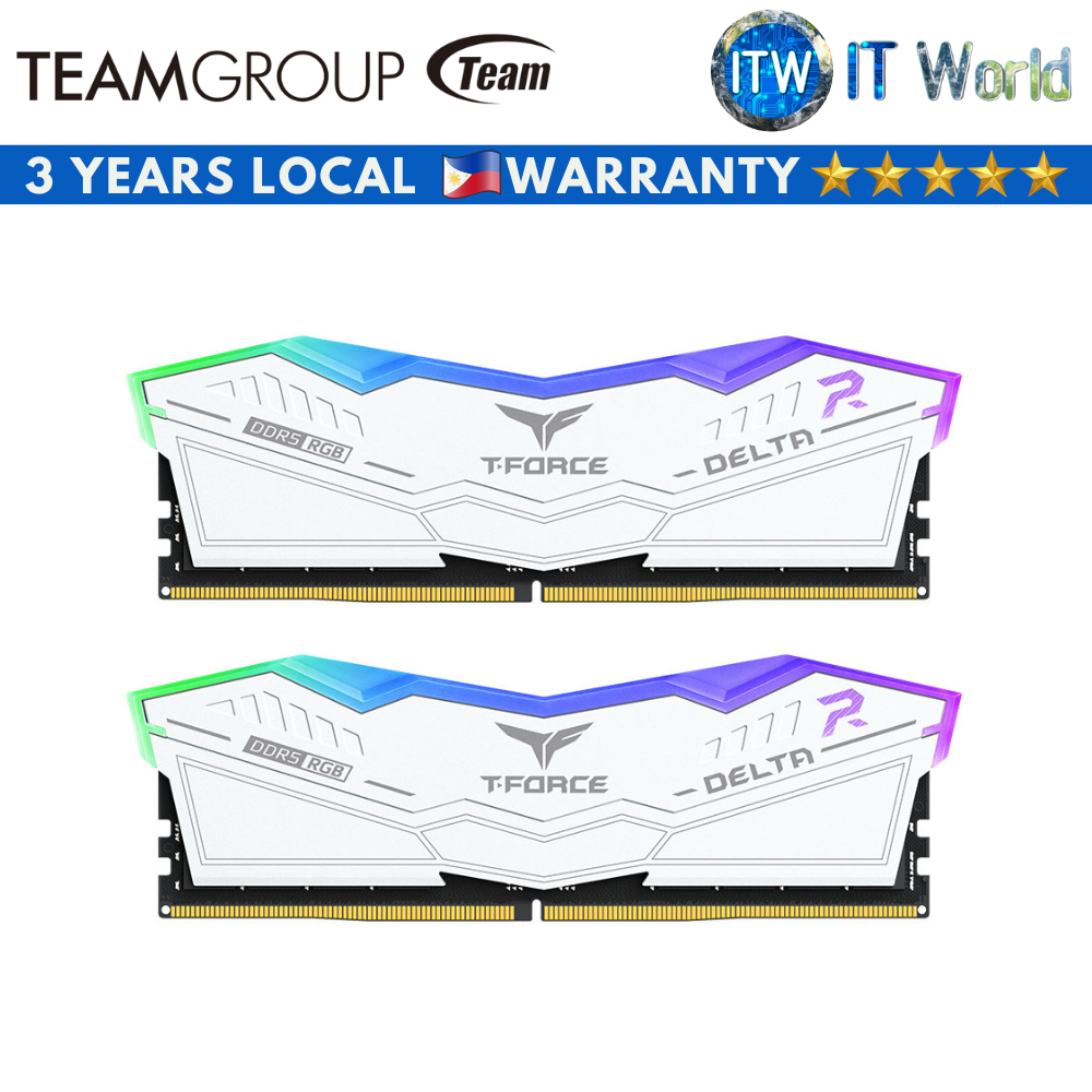 Teampgroup T-Force Delta RGB 32GB(2x16GB) CL32 6400Mhz DDR5 Desktop Memory (White) AD-IN601-C