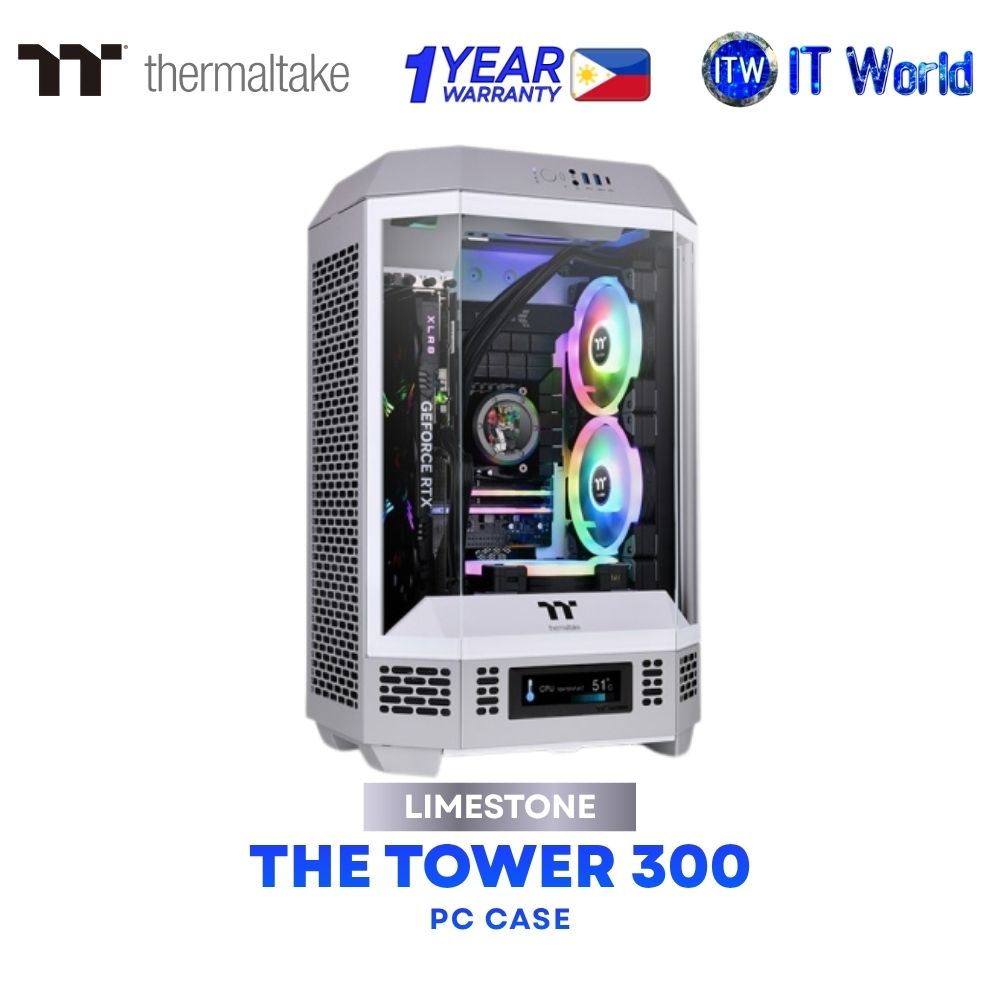 Thermaltake The Tower 300 Micro Tower Tempered Glass PC Case - Limestone CA-1Y4-00SIWN-00