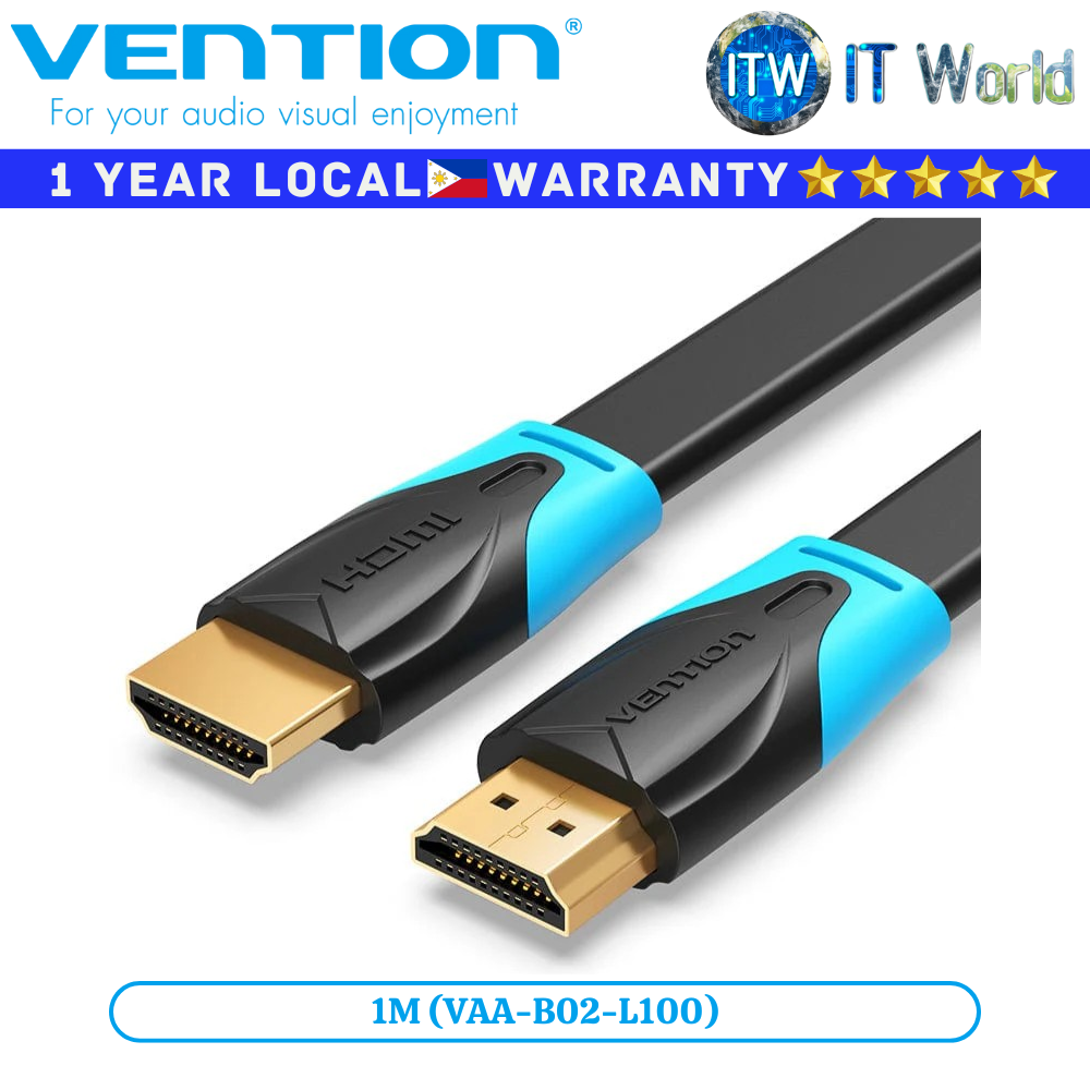 Vention Cable VAA-B02 Flat HDMI 4K For Laptop PS3/4 TV Box Black (VAA-B02-L100 1M)