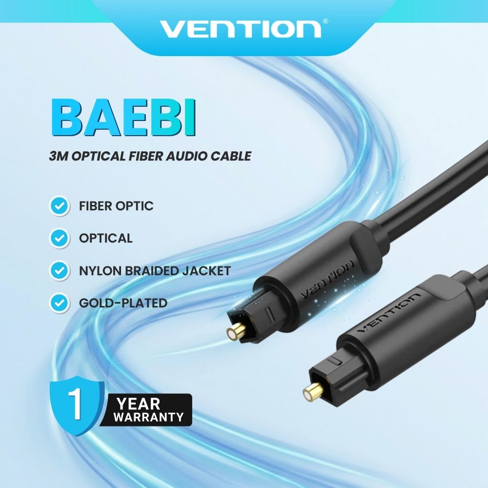 Vention BAE 3M Digital Optical Fiber Audio Cable PVC Jacket Black - BAEBI