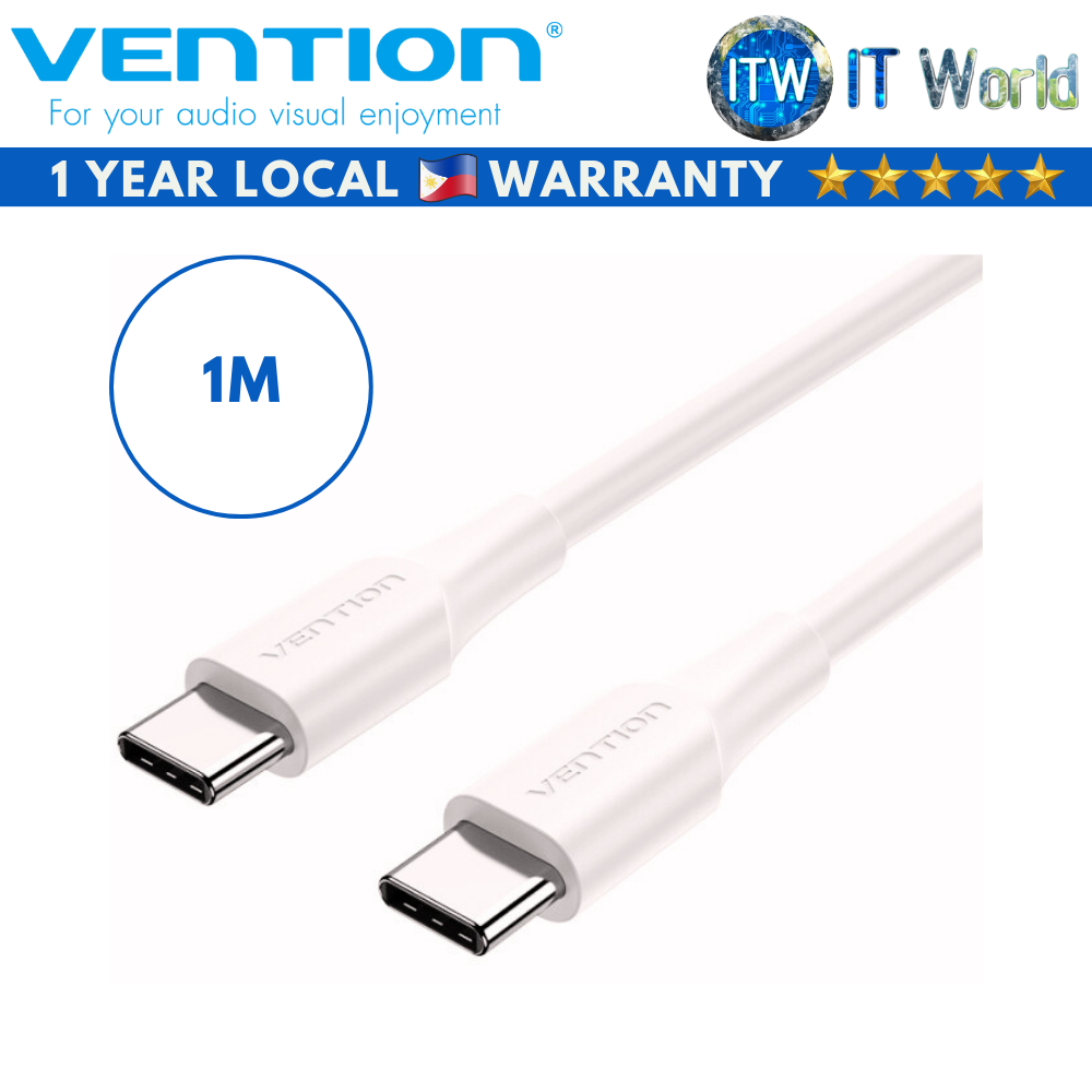 Vention USB 2.0 Type-C Male to Male 3A White Cable (1M)