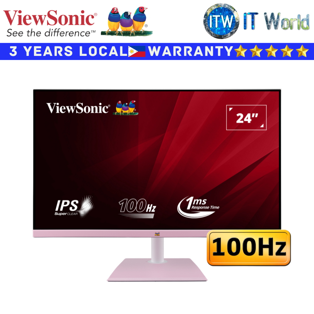 Viewsonic Monitor VA2436-H-PN 24" 100Hz / 1920 x 1080 FHD / IPS / 1ms Flicker-free (Pink)