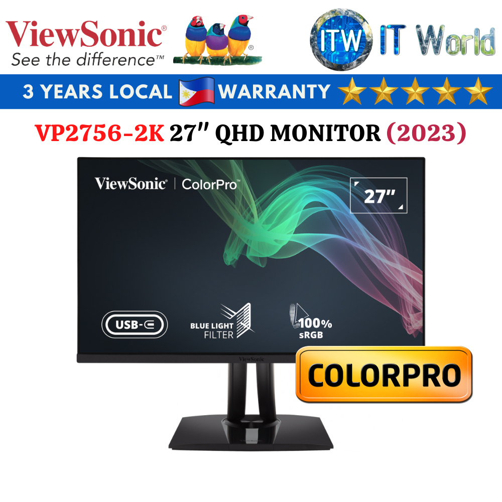 Viewsonic VP2756-2K 27" 2560x1440 (QHD), 60Hz, IPS, 5ms, Flicker-free Monitor (2023 Model)